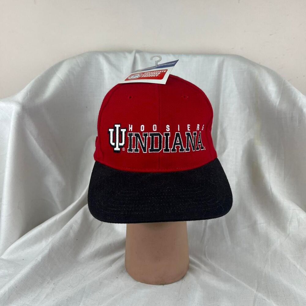 Vintage NWT Indiana Hoosiers Red & Black Snapback Cap With Embroidered Logo